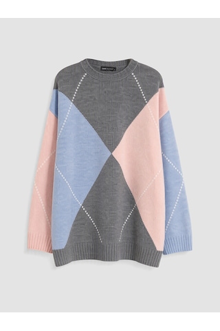 Lcw Modest Pembe Renk Bloklu Kadın Triko Tunik