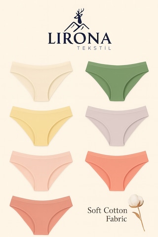 Lirona 7 - Pack Soft Cotton Premium Fabric Slip Briefs Özel Kumaş Esne Mavi