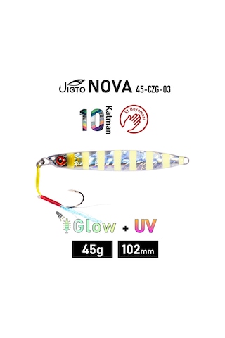 Jig, Zoka, Suni Yem, Glow Uv Metal Jig, 45gr 10cm Jıgto Nova-45