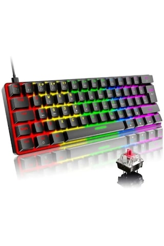 Atasoft T60 RGB Kırmızı Switch Mekanik Kablolu Q Oyuncu Klavye