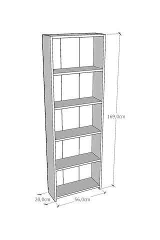% 100 Mdf 5 Raflı Kitaplık Beyaz