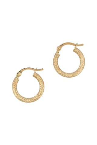 Altın Nesil - 14 Ayar Altın Kumlu Yuvarlak Küçük Küpe Altın - Beyaz Altın