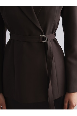 Lcw Vision Kahverengi Beli Kemerli Kadın Blazer Ceket