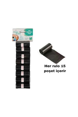 Bamm Bamm Kirli Bebek Bezi Poşeti Çanta Boy Siyah 8 x 15'li 22 x 32 CM