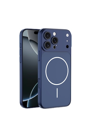 Apple Uyumlu iPhone 14 Pro Max Kılıf 17 Pro Max Görünümlü Kılıf M-safe Şarj Özellikli Premium Pürüzsüz Şık Kapak Lacivert