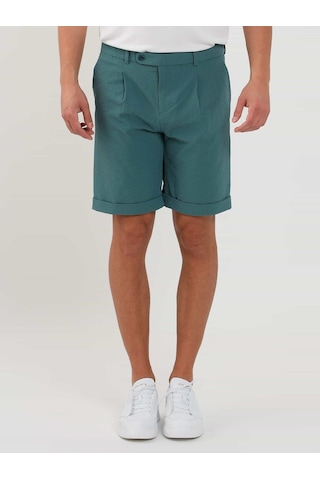 Dufy Yeşil Erkek Slim Fit Gofre Desenli Short - 104675-Yeşil