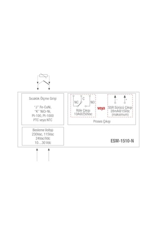 Emko ESM-1510-N.5.11 PT100 Girişli Ray Tipi Pano Termostatı 220 V