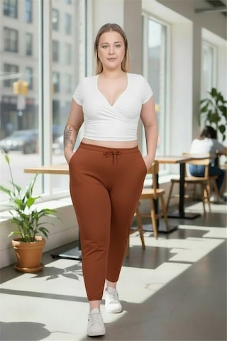 Petunya Butik Paça Pensli Viscon Pantolon Kiremit Petunya Butik Paça Pensli Viscon Pantolon Kiremit