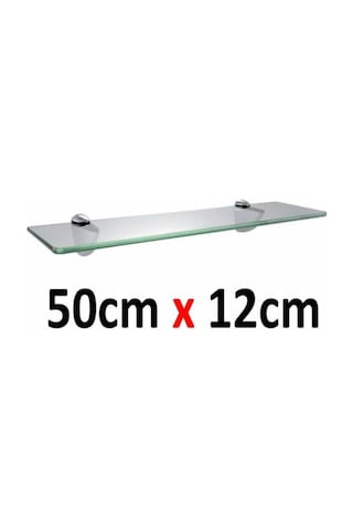 Cam Raf Duvar Monteli Dekoratif Etejer Rafı 50X12Cm