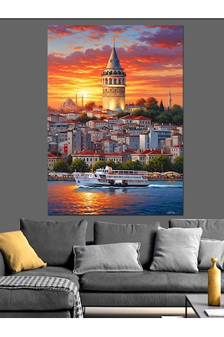 Ahşap Tablo İstanbul Boğazı Vapur Manzarası