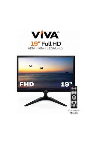 M-19 Premium 19 İnç Kumandalı LED Monitör HDMI VGA Girişli Dahili Hoparlörlü Ultra Parlak Ekran