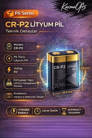 Cr-p2 Lityum Pil 6v Fotoğraf Makinesi Pili Kamera Pili Lithium Battery