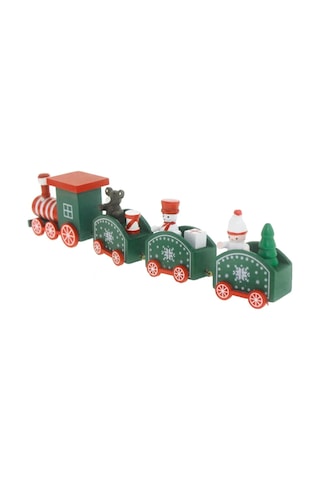 Yılbaşı New Year Ahşap Tren Dekor Süs Yeşil Renk