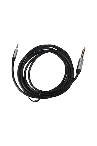 Mufunye 3 Metre Siyah 3.5mm'den 6.5mm'ye Altın Kaplı Mavi Bakır İletkenli Pvc Ses Kablosu - Telefon, Dizüstü Bilgisayar, Hoparlör Uyumlu