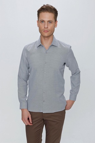 Efor Gk 672 Slim Fit Siyah Klasik Gömlek Siyah