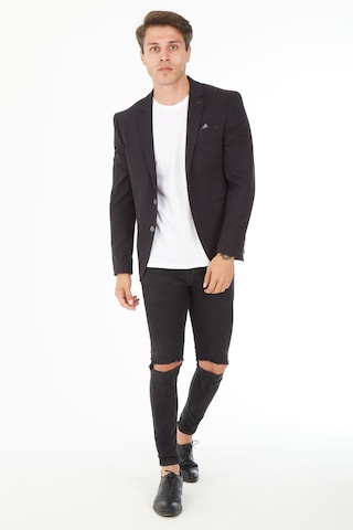 Sposo 5116 Dar Kalıp Örme Kumaş Siyah Erkek Blazer Ceket Siyah