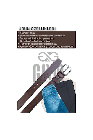 Gayış Özel Kutulu Hakiki Deri Kot - Kumaş Kahverengi Erkek Kemeri