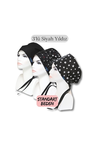 Standart Beden 3lü Siyah Yıldız Siyah Tek Renk Siyah Takım Yıldızlar Siyah Büyük Yıldız Cerrahi Bone Renkli
