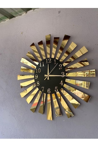 Aa Shop Aynalı Pleksi Piyano Model Sayılı Ev Duvar Saati Altın - Siyah