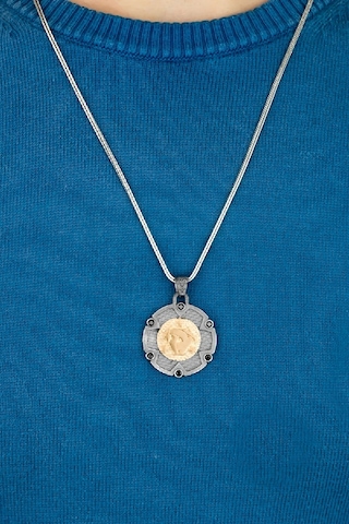 Özel Tasarım Vintage Zirkon Taşlı Teşkilat-I Mahsusa Gümüş Erkek Kolye -6943 55 CM