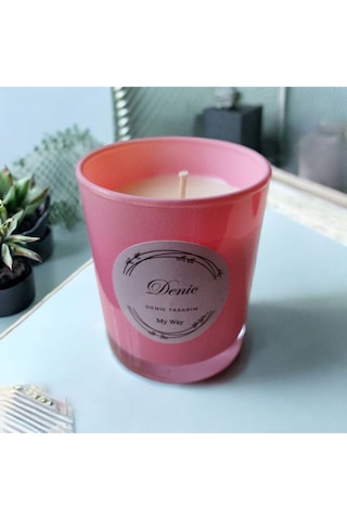 Denic Kokulu Mum Pembe Cam Bardak Mayy Wayy 9*7 Çap