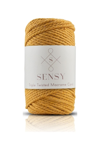 Sensy Premium 3 Büküm Ip 3mm Üç Büküm Taranan Makrome Halat Ipi 3lü Set Sütlü Kahve-hardal-kiremit