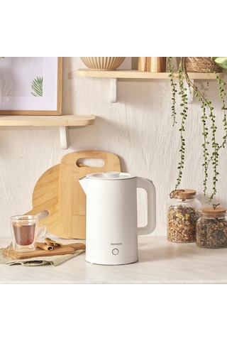 Heatrow Cooltouch 1618h Paslanmaz Çelik El Yakmaz Gövdeli Su Isıtıcısı Beyaz
