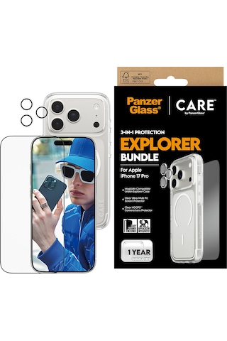 Care By Panzerglass Flagship Apple Uyumlu iPhone 17 Pro 3'lü Explorer Telefon Koruma Set - Bundle Uwf+kılıf+lens