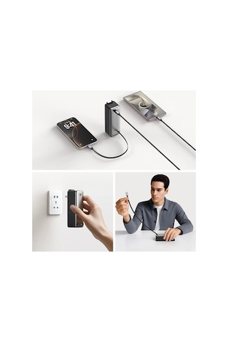 Mc-3181 10000mah 3-in-1 30w Dahili Kablolu Led Ekranlı Powerbank Uk/us/eu Gri