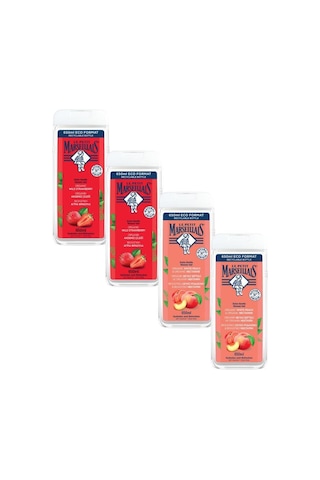 Le Petit Marseiliais Akdeniz Çileği + Beyaz Şeftali ve Nektarin Duş Jeli 4 x 650 ML+ Lif