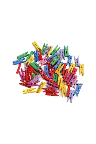 100lü Renkli Ahşap Mandal Seti 2.5 Cm Çok Renkli