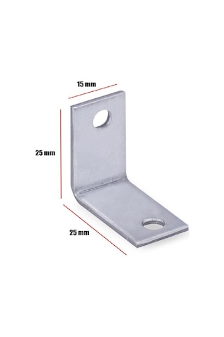 Metal L Gönye Köşe Bağlantısı 15x25x25x2mm 10 Lu Gri