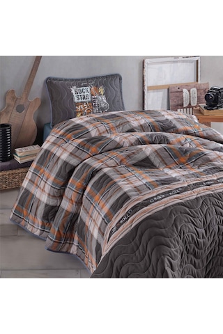 Clasy Ranforce Yatak Örtüsü Tek Kişilik Rock İn Roll V1 Gri