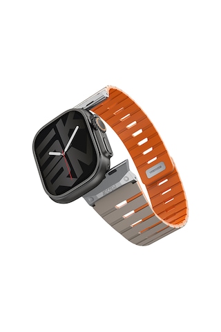 Watch Ultra 49mm Skinarma Gemini Serisi Tpu Magnetik Silikon Kordon Gri-turuncu Gri - Turuncu
