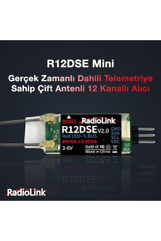 Radiolink R12dse Mini 12 Kanal Uzaktan Kumanda Alıcısı Telemetry Receiver W/ppm+s-bus At9&at9s&at10&at10ıı İle Uyumludur