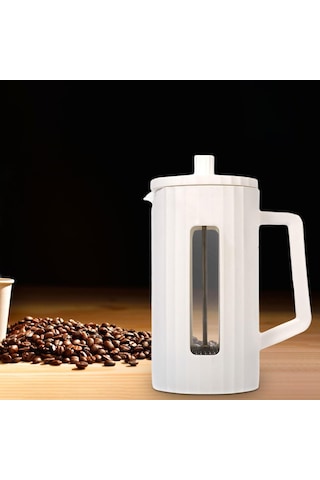Suntek Fransız Presleme Cezve Kahve Su Isıtıcısı Beyaz-600ml Beyaz