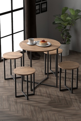 Retodesign 4 Kişilik Yuvarlak Masa Takimi Atlantik Çam 1685
