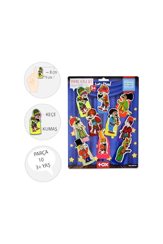 Tox Karagöz . Hacivat 10 Parça Parmak Kukla Set T224