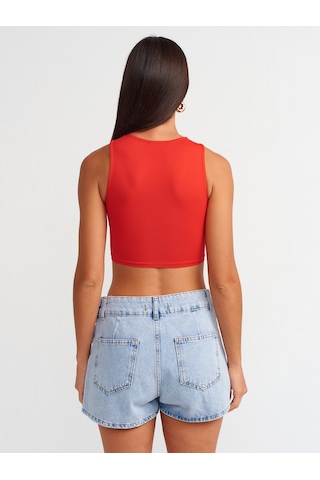 Dilvin Poliamid Crop Top Kırmızı