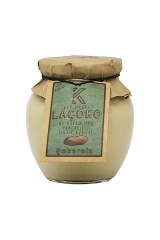 Laçoko Şekersiz Katkısız Glutensiz Vegan Doğal Az Kavrulmuş Çiğ Parçacıklı Extra Crunchy Fıstık Ezmesi 350 G