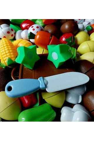 Meyve Sebze Kesilen Oyuncak Mutfak Karışık 24 Parça Kivi Havuç Li