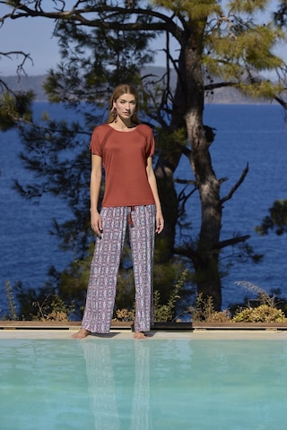 Monamise Kadın Etnik Desenli Kısa Kollu Alt Üst Takım 25024 Kiremit