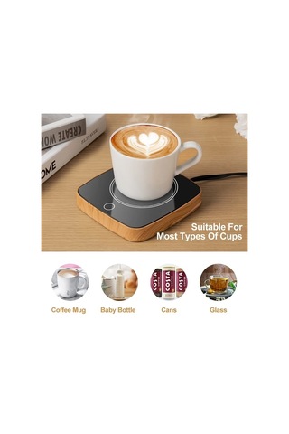 Willowhaven Ahşap Desenli Mavi Akıllı Isıtmalı Bardak 3 Sıcaklık Ayarı Kahve Çay Süt