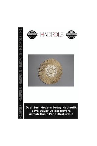 Özel Seri Modern Detay Hediyelik Eşya Duvar Objesi Duvara Asmalı Hasır Pano 3natural-8 Natural