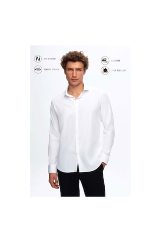 Twn Slim Fit Beyaz Düz Gömlek 5ef02ad10288m 801