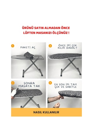 Beylini Ütü Masası Kılıfı Örtüsü Bezi, Keçeli Süngerli Lastikli Y