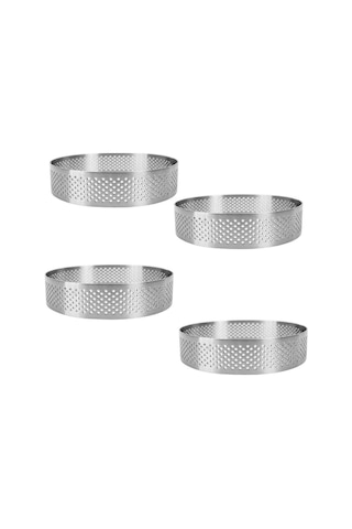 Yuvarlak Delikli Tart Kalıbı 8 Cm 4 Lü Paslanmaz Çelik Tart Halkası Seti Profesyonel Tart Ve Kurabiye Kalıbı Diğer