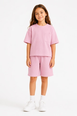 Monox Unisex 5-12 Yaş Petek Dokulu Oversize Yazlık Şort Tişört Takım Pembe Monox Unisex 5-12 Yaş Petek Dokulu Oversize Yazlık Şort Tişört Takım Pembe
