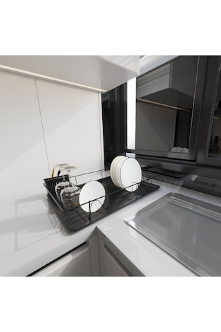 Suntel Mat Siyah Tek Katlı Bulaşıklık Tabaklık Diğer