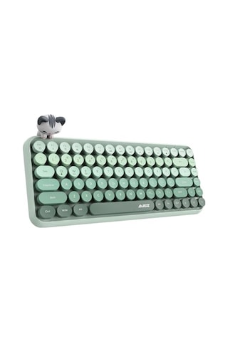Coverzone Kablosuz Bluetooth Retro Sessiz Klavye Yuvarlak Tuşlu, Kedi Süs Aksesuarı, 84 Tuşlu, Taşınabilir, Akıllı Uyku Modu, Ergonomik Tasarım, Tablet Telefon Uyumlu, Aj308i Yeşil Sku: Smgstk29adb